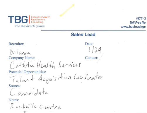 Sample Lead Cards