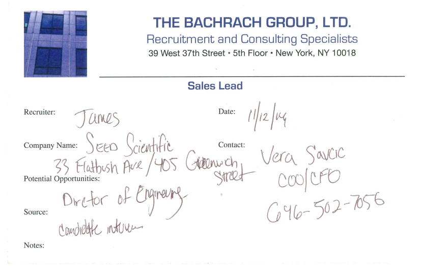 Sample Lead Cards